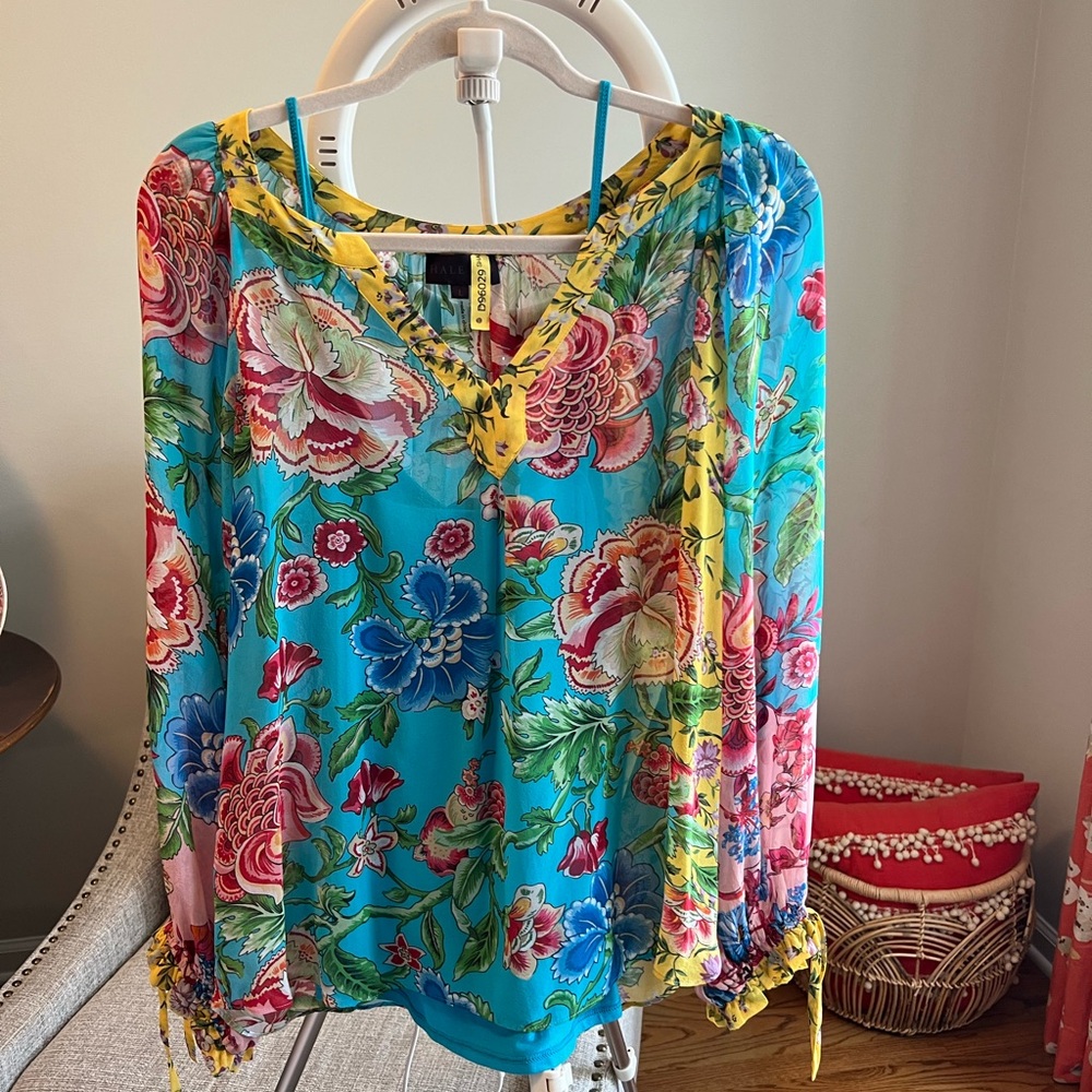 Hale Bob Silk Blouse Size Large